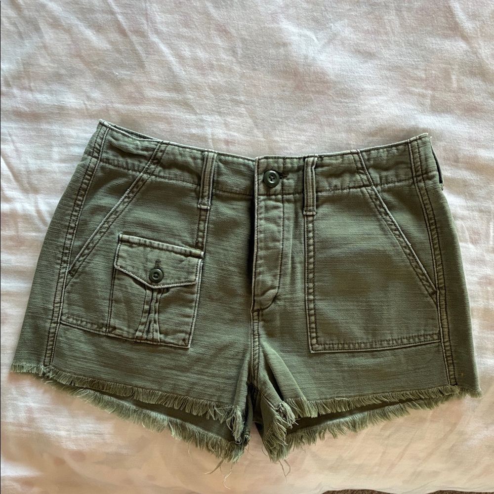 American Eagle Outfitters Olive Utility Frayed Hem Shorts